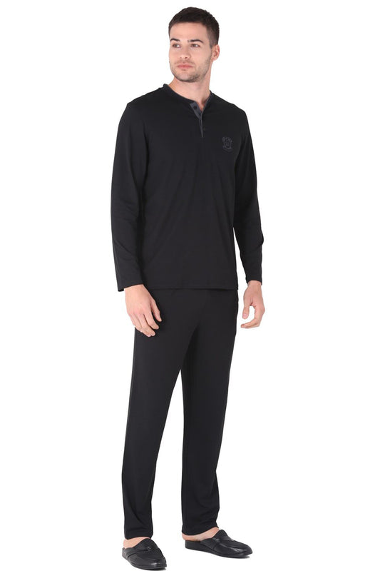 DS Damat pijama takımı – konforlu pamuk modal kumaş, yarım patlı düğme detaylı üst