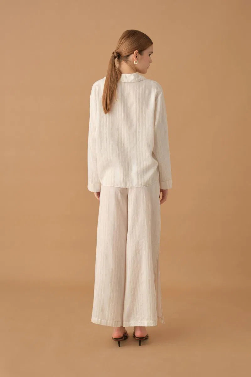 FLEUR - Braletli Keten Kadın Pijama Takımı - Neutral