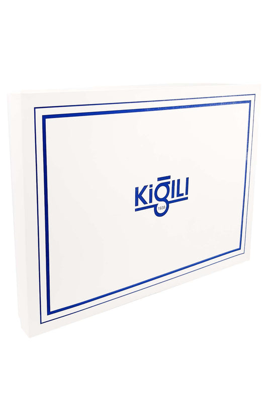 Kiğılı erkek pijama takımı ön görünüm - kontrast yaka detayı ve düğme detayları - Ürün Kutusu