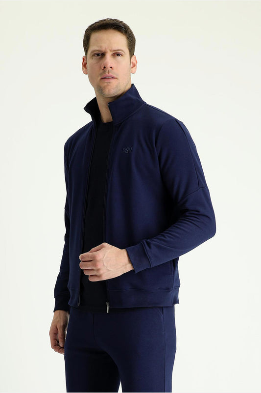 Kiğılı erkek eşofman takımı dik yaka fermuarlı biyeli - spor ve şık