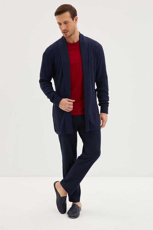 Kiğılı erkek roblu triko pijama takımı - lüks ve rahat ev giyim