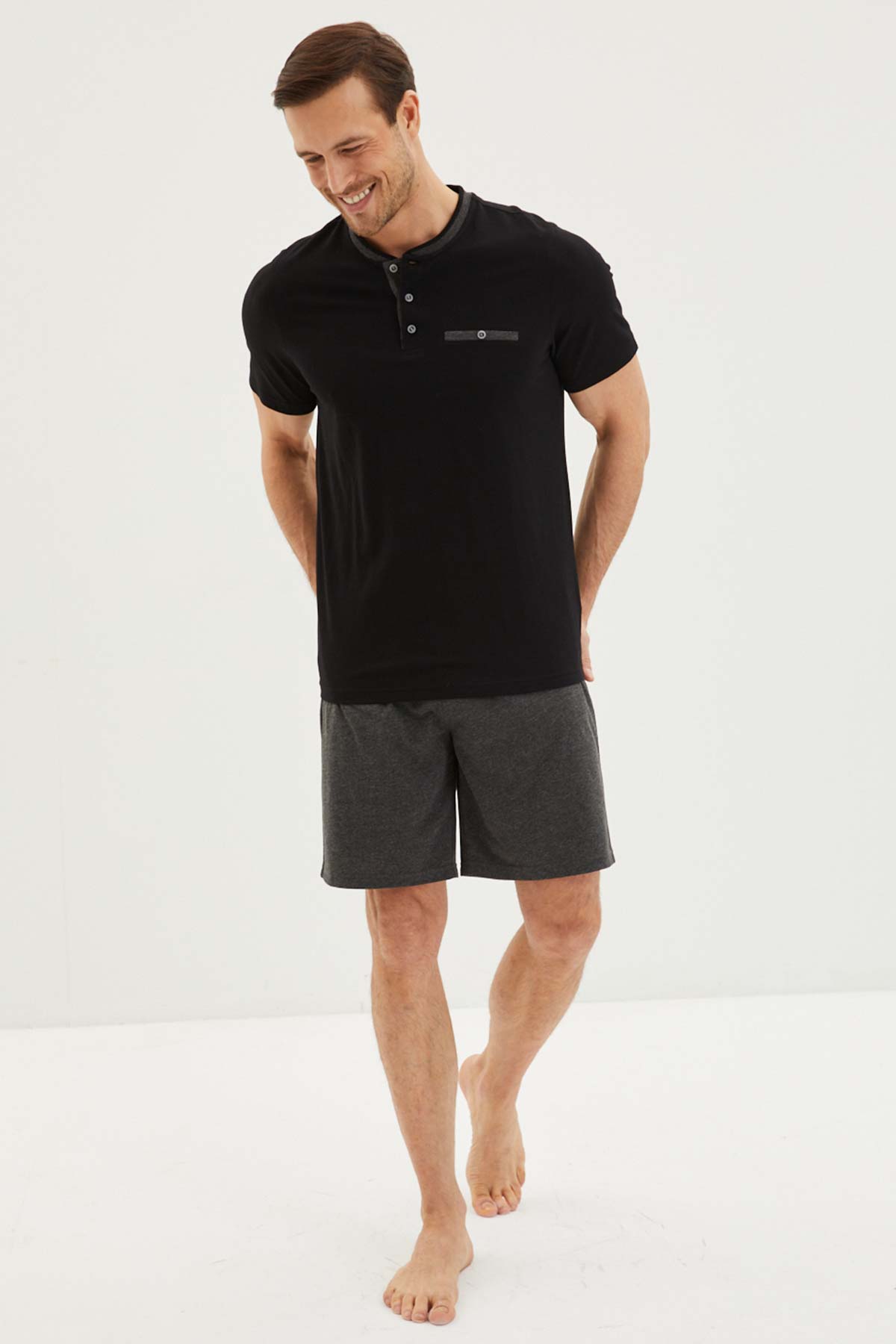 Kiğılı erkek 4'lü pijama seti görünüm - çok amaçlı kullanım, dayanıklı kumaş - şortlu takım