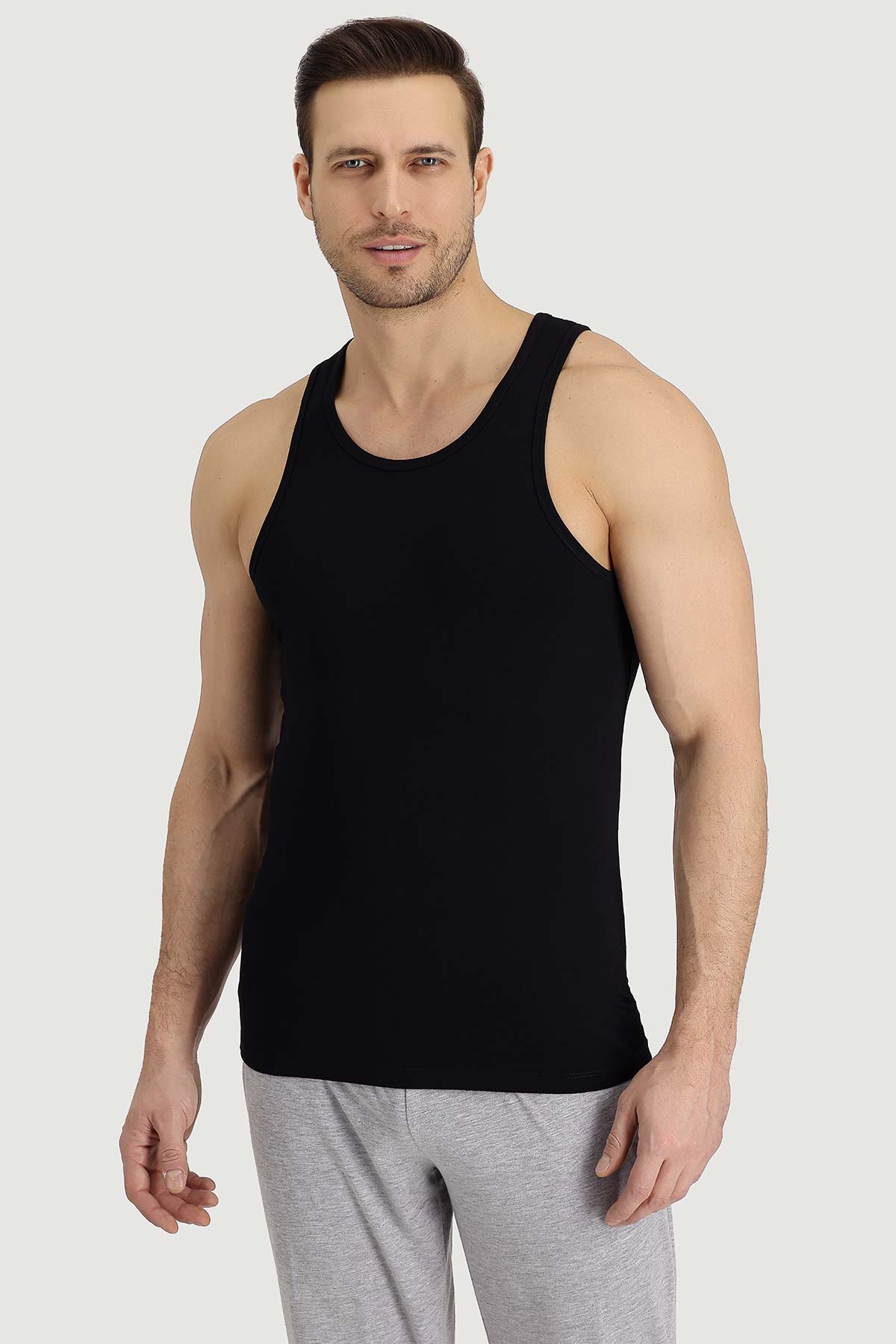 Kiğılı patlı pijama boxer atlet çorap seti yan görünüm - çok parçalı set