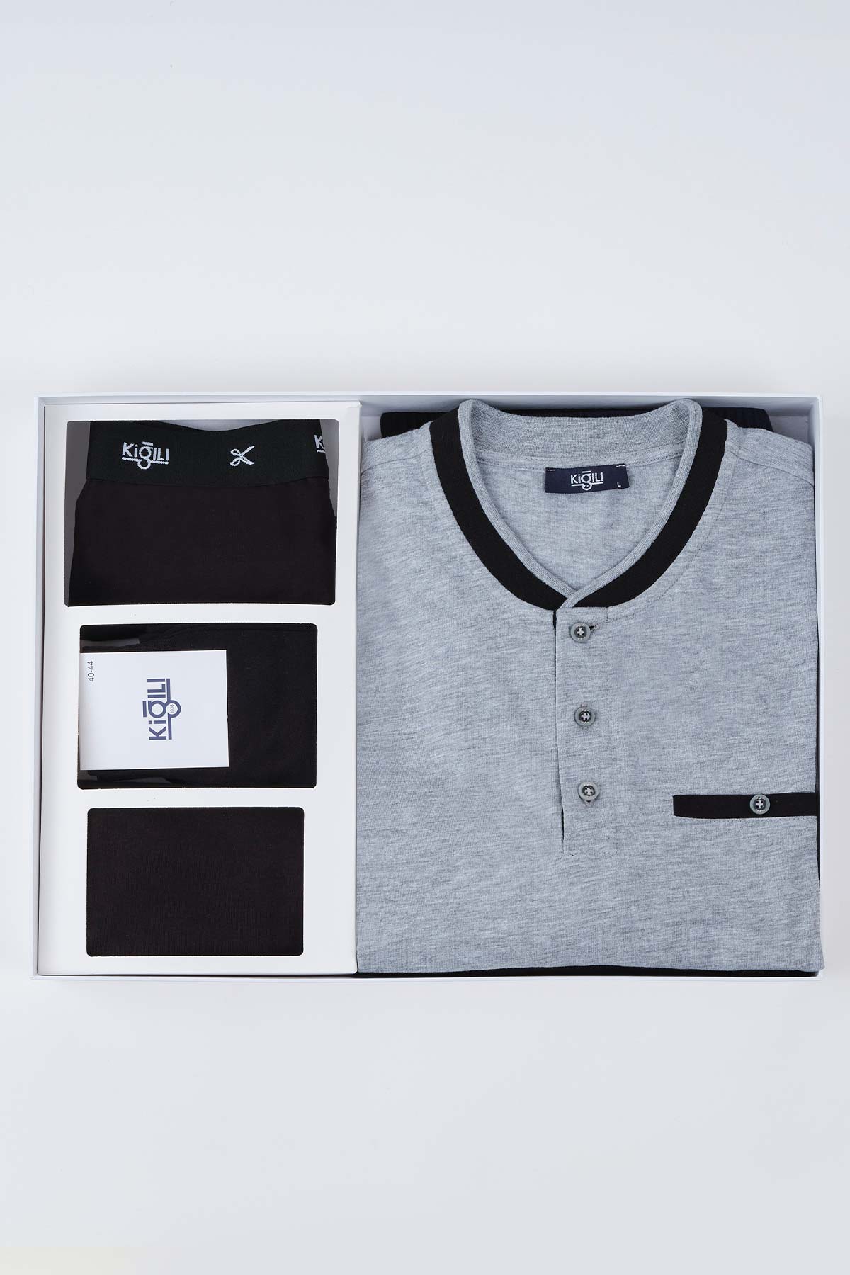 Kiğılı pijama boxer atlet çorap seti tam görünüm - ekonomik paket