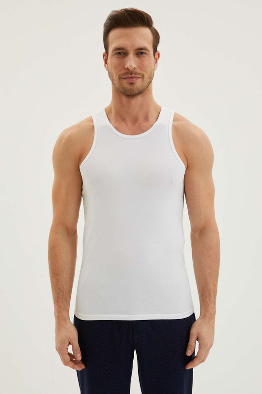 Kiğılı erkek atlet seti detay görünümü - pamuklu rahat kesim - Kiğılı beyaz atlet