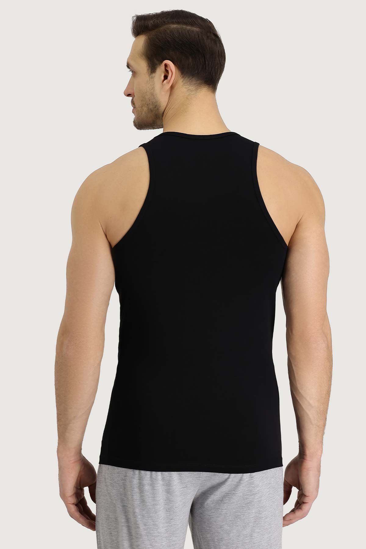 Kiğılı 2'li atlet seti arka görünüm - kaliteli pamuk kumaş - Kiğılı Siyah Atlet