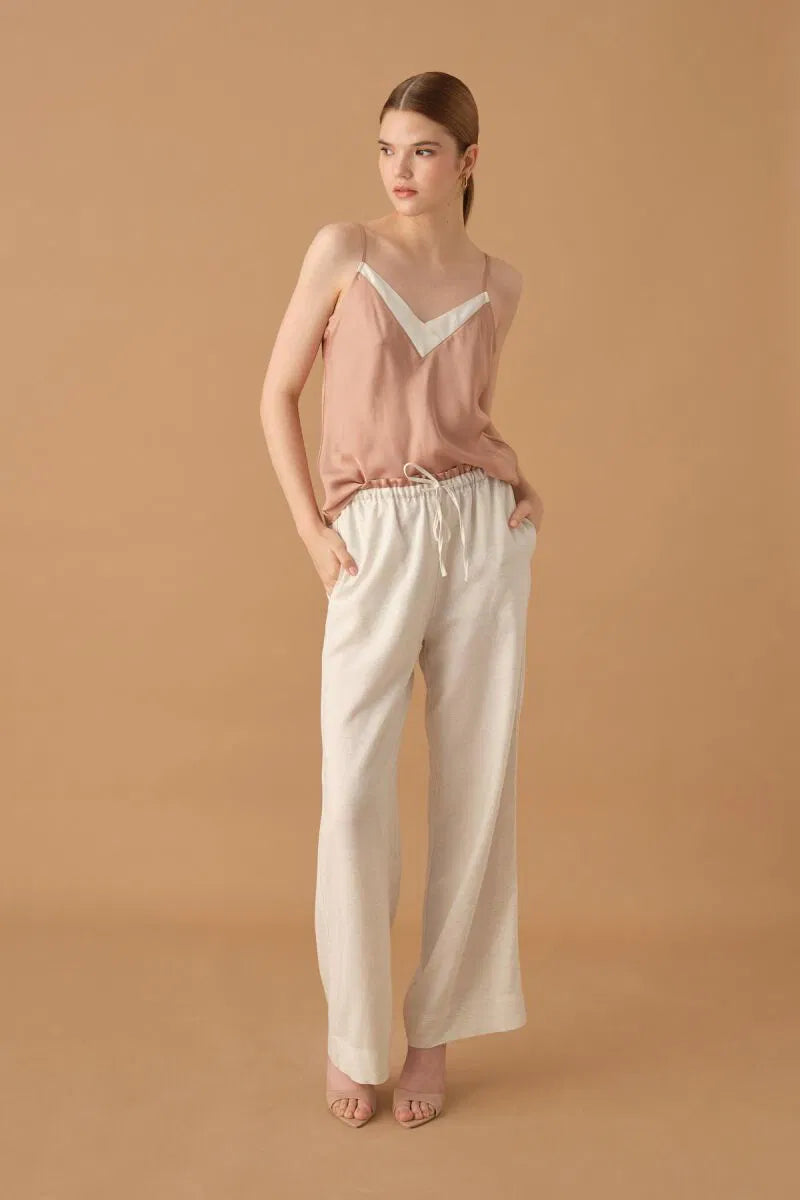 NICOLE - Kimonolu Keten Kadın Pijama Takımı - Neutral