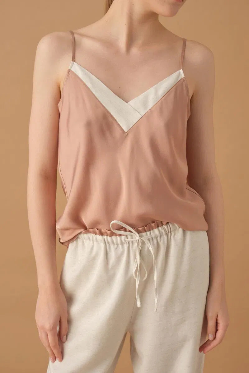NICOLE - Kimonolu Keten Kadın Pijama Takımı - Neutral