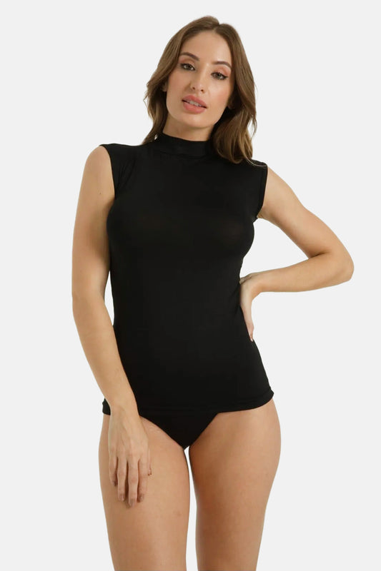 Pınarca modal atlet siyah renk balıkçı yaka detaylı, yumuşak ve esnek kumaş