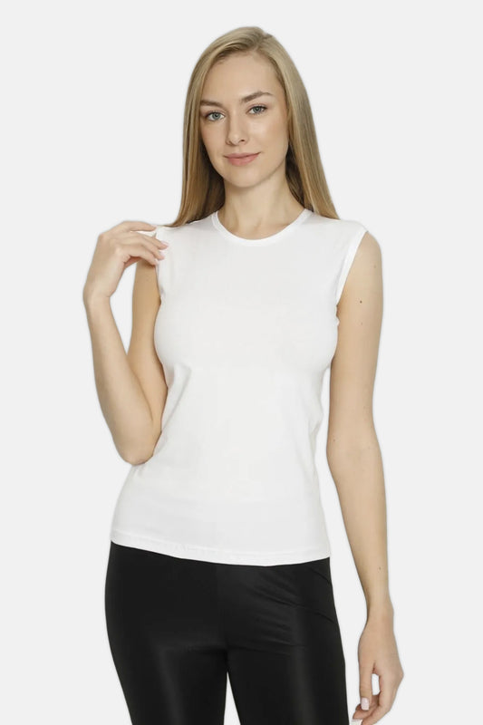 Pınarca kadın modal sıfır kol atlet beyaz renk - tam görünüm
