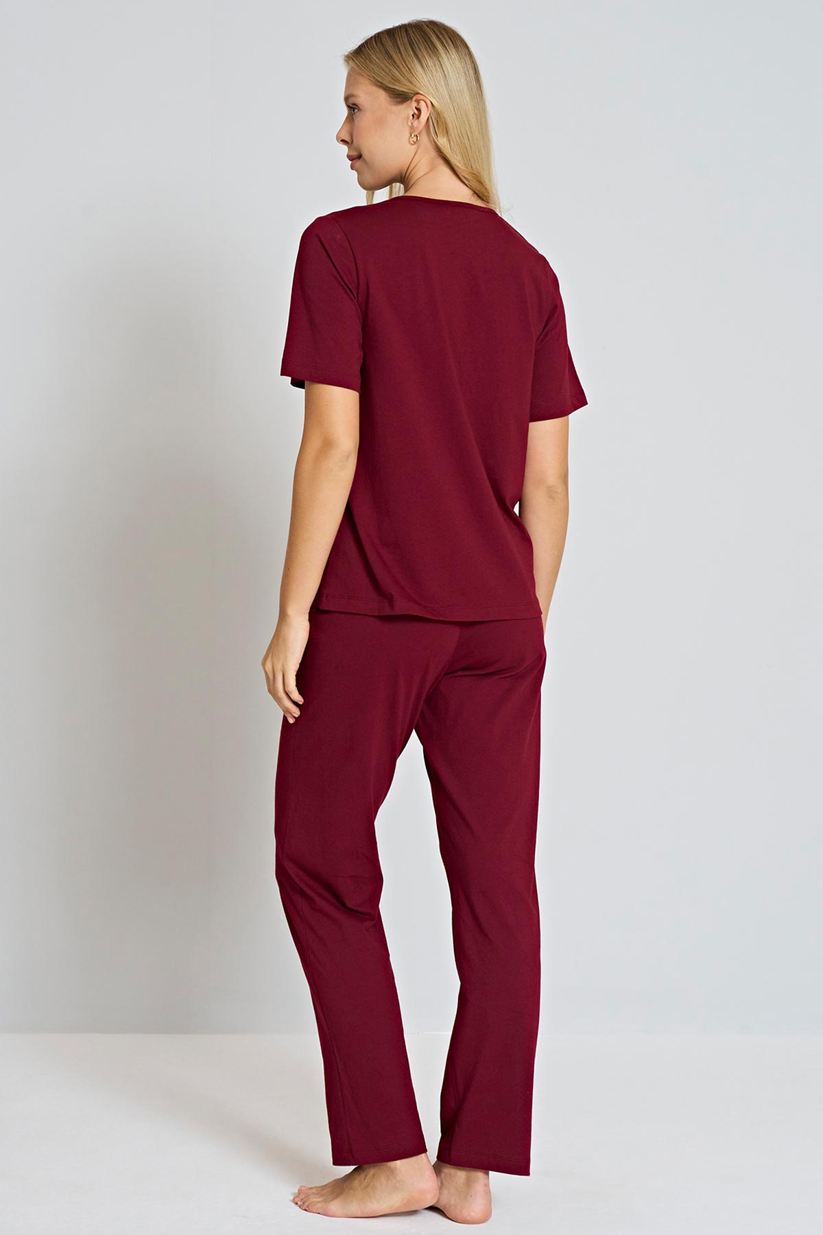 Pınarca 3 düğmeli kadın pijama takımı alternatif renk arka görünüm