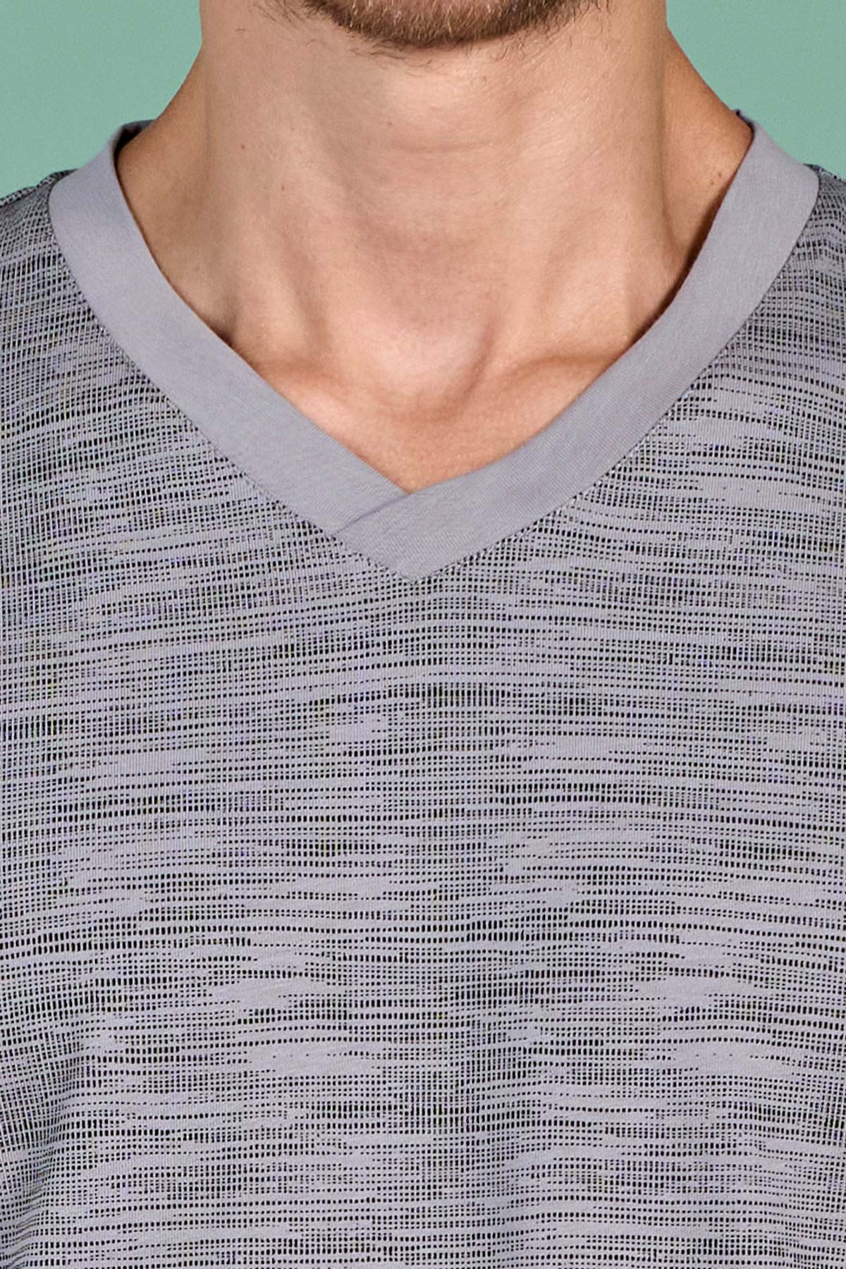 Pınarca erkek pijama takımı büyük beden V yaka - alternatif renk detay görünümü