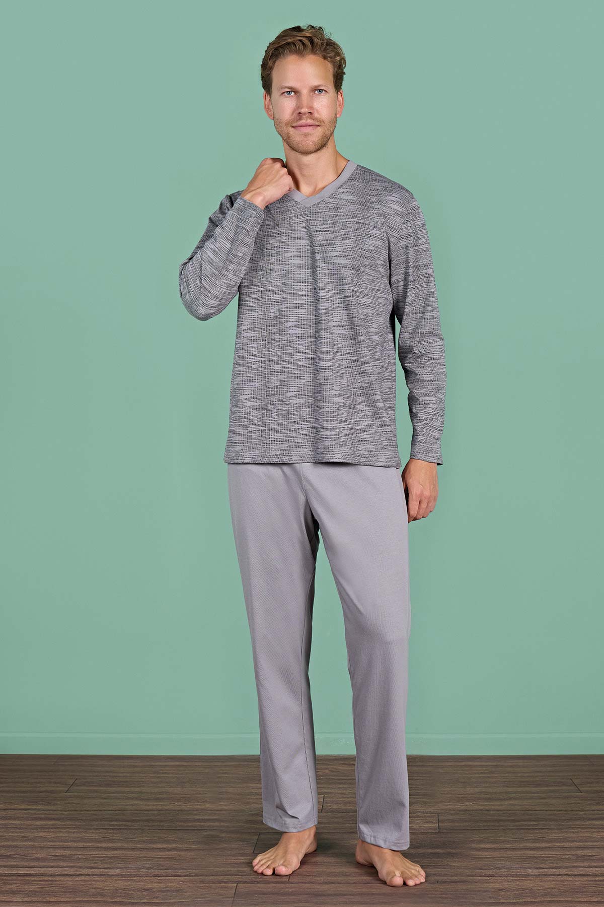 Pınarca erkek pijama takımı pamuklu - alternatif renk detay