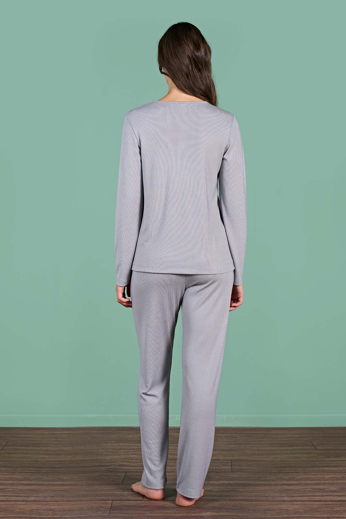 Pınarca kadın pijama takımı uzun kollu Melisa - alternatif renk arka görünüm