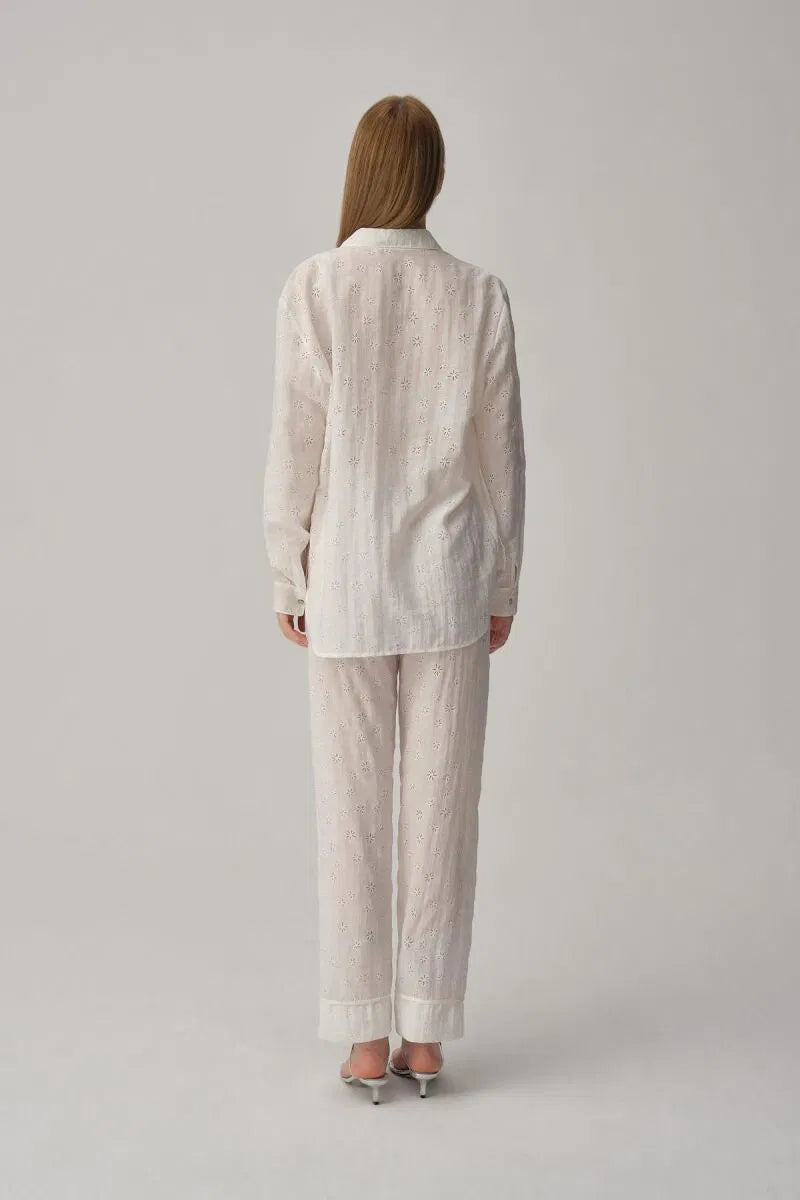 TINA - Braletli Vegan Kadın İpek Pijama Takımı - Ivory