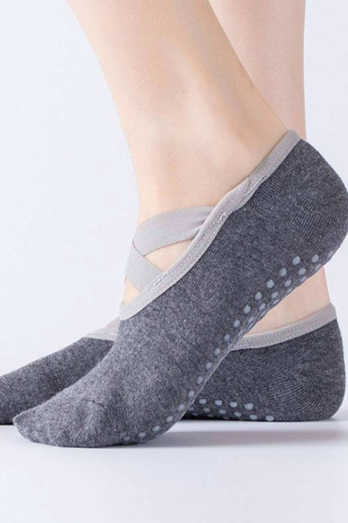 Aytuğ Kadın Yoga-Pilates Çorabı Pamuklu Dikişsiz Desen 1 Kaydırmaz Taban