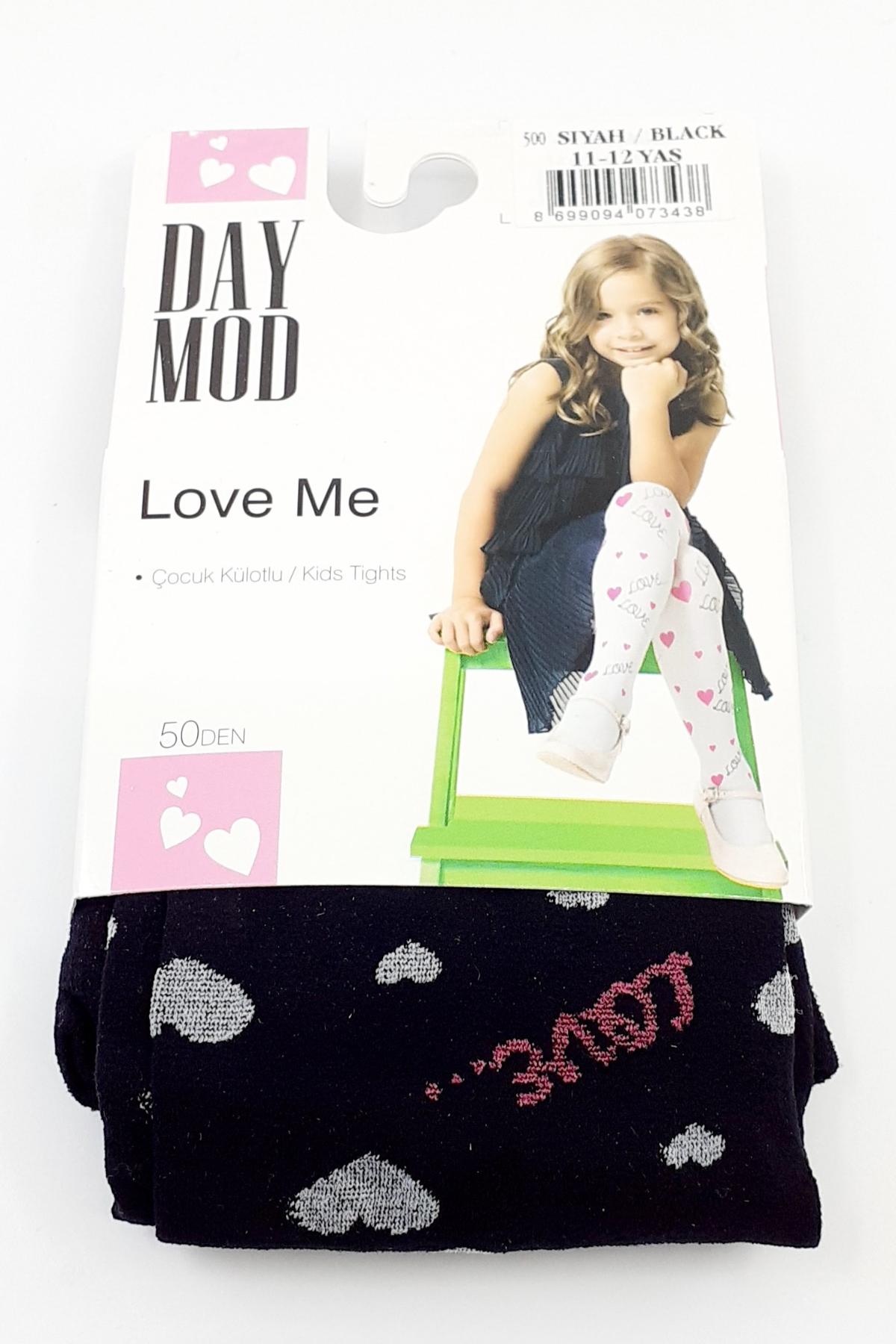 Daymod Kız Çocuk İnce Külotlu Çorap Love Me Desenli Mikro