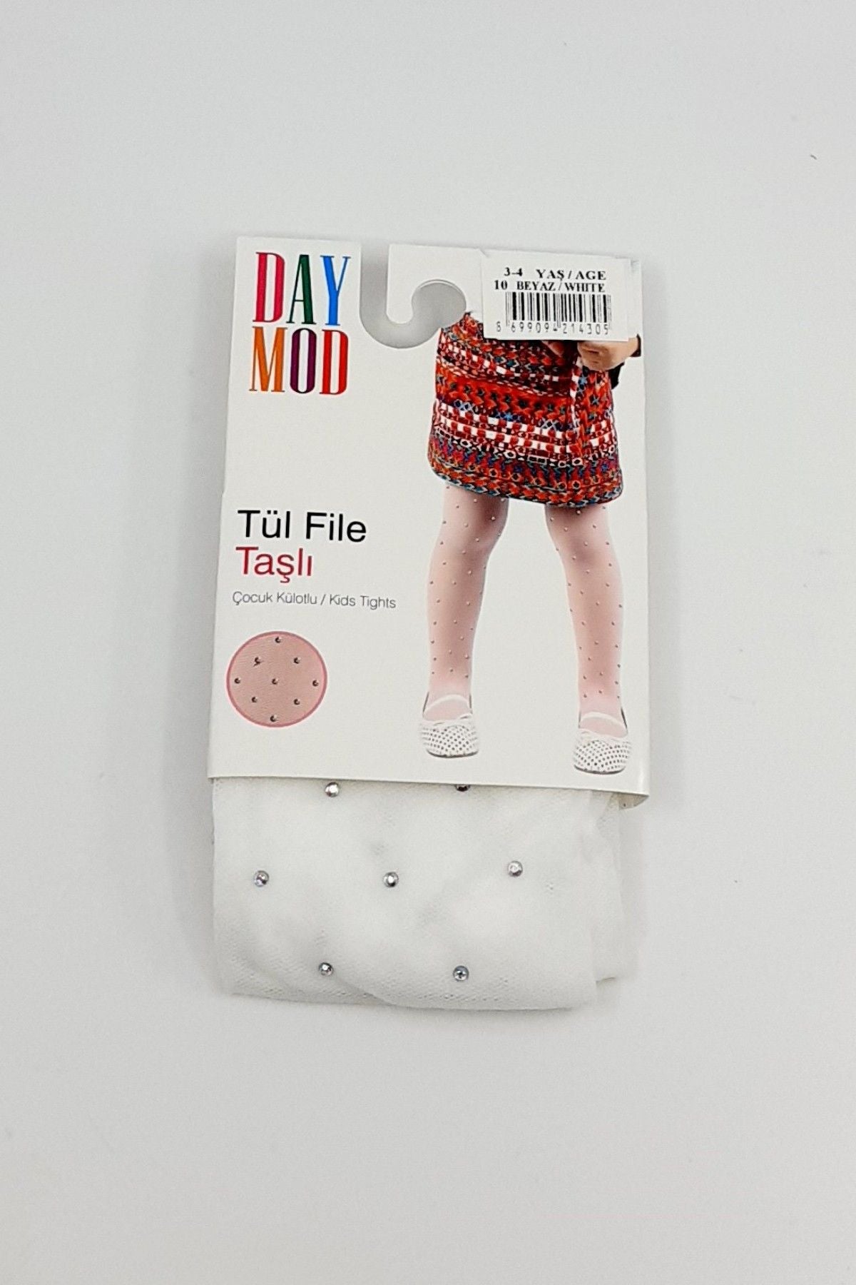 Daymod Kız Çocuk İnce Külotlu Çorap Tül File Taşlı