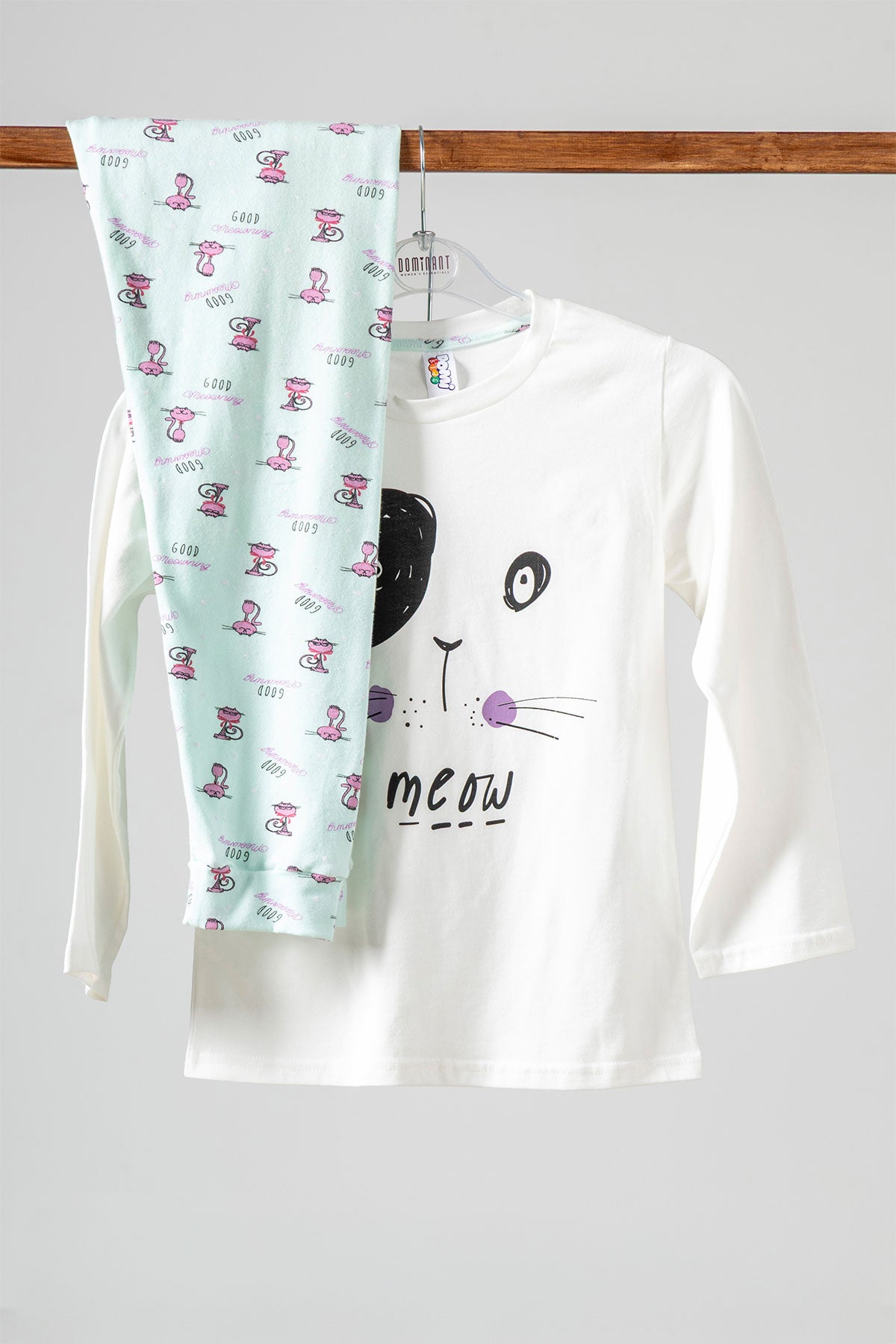 Domi Kids Kız Çocuk Pijama Takımı Uzun Kollu Desenli Pamuklu