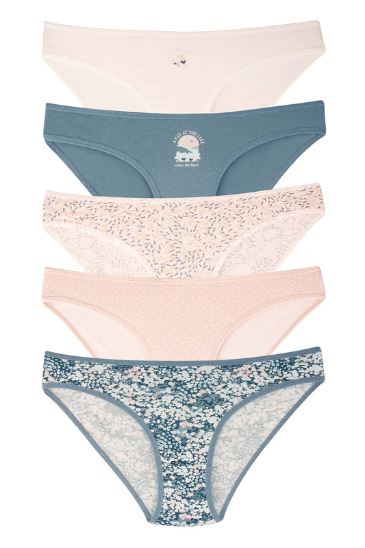 Dominant Kadın Slip Bikini Desenli Külot 5'li