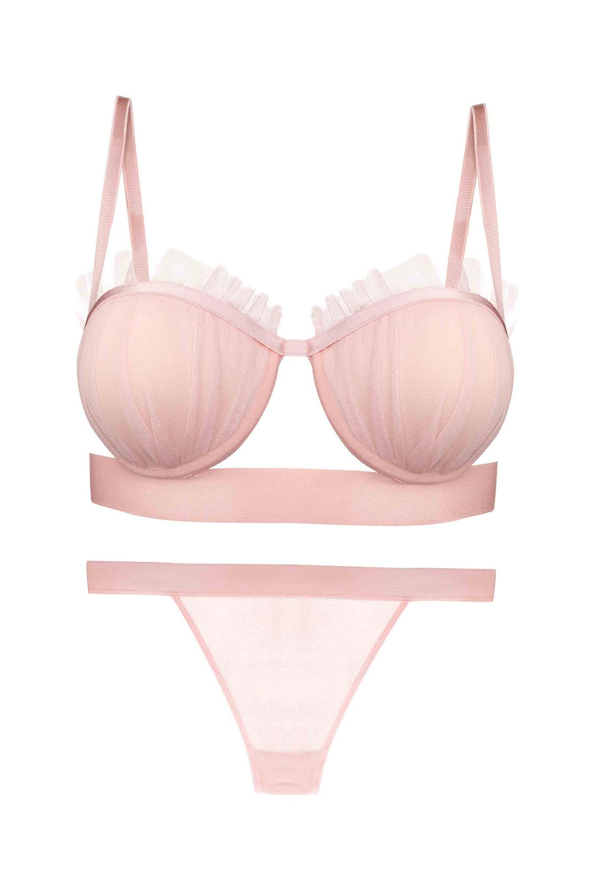 Dominant Kadın Sütyen Külot Takım Destekli Fırfırlı