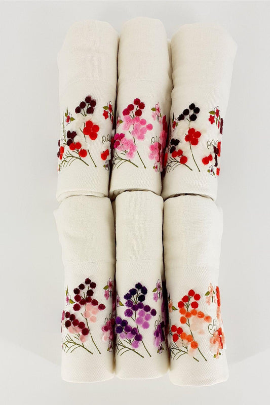 Fiesta Nakışlı El-Yüz Havlusu Soft Kadife Taftink Motif 4 50x90