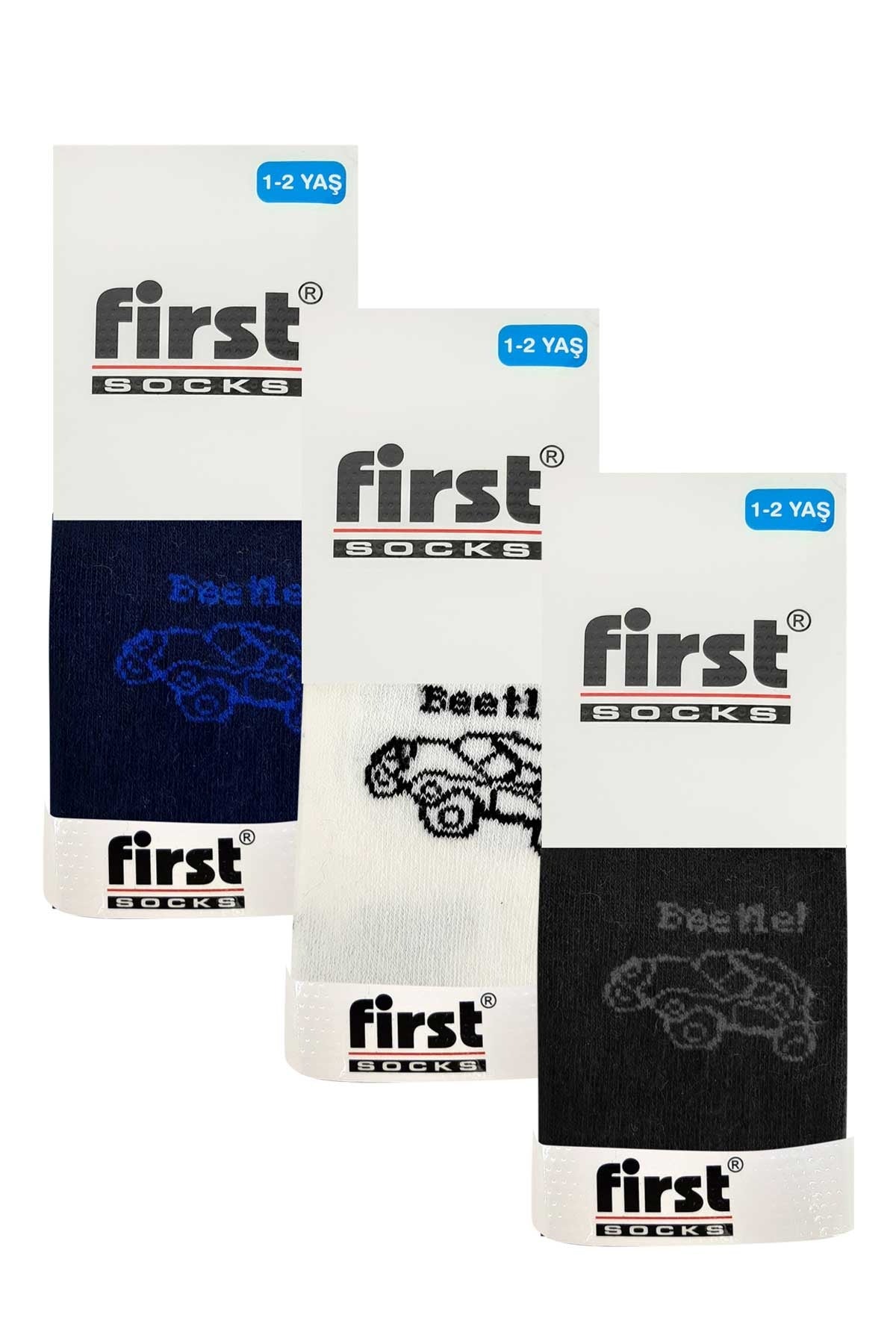 First Erkek Çocuk Külotlu Çorap Yıkamalı Parfümlü Beetle Araba Desenli