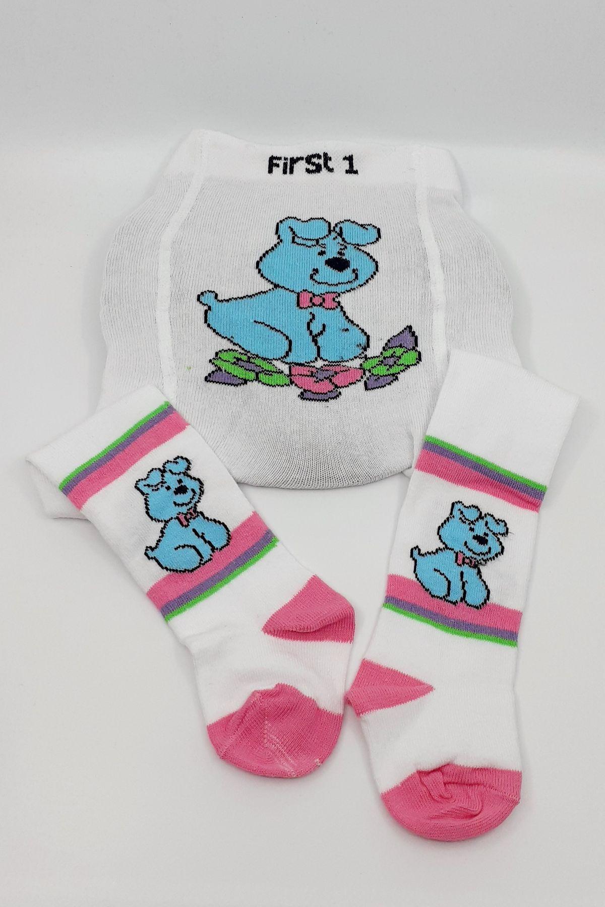 First Kız Bebek Külotlu Çorap Likralı Puantiyeli Penye