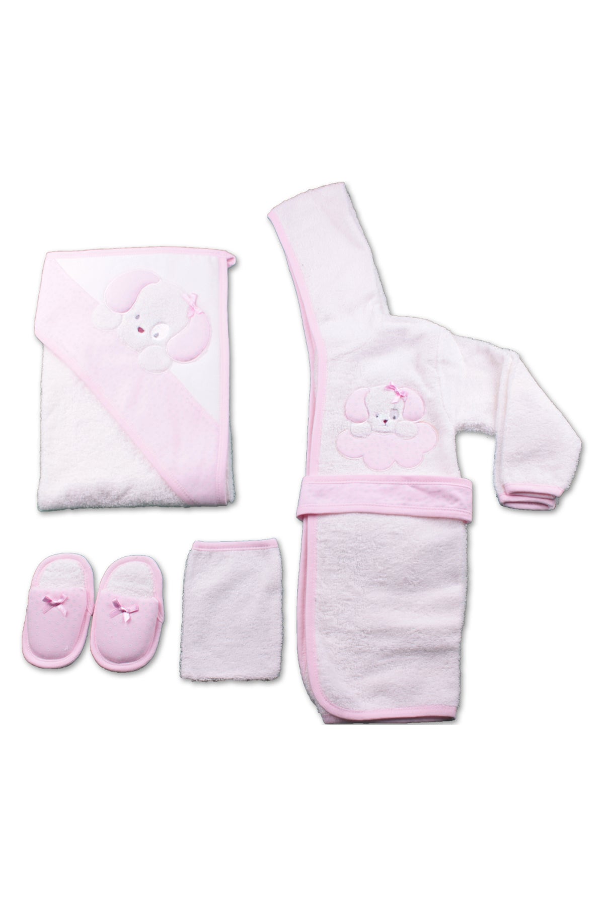 Gaye Unisex Bebek Bornoz Seti 3'lü Köpek Desenli