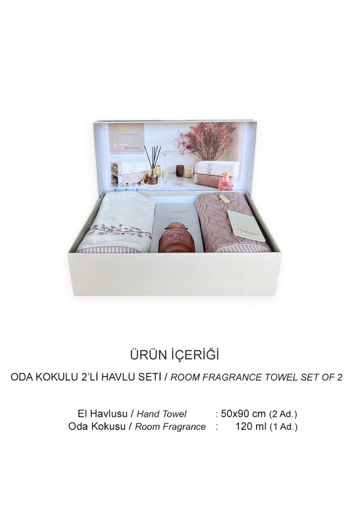 İyi Geceler İstanbul El Yüz Havlusu 50x90 Dafne Oda Kokulu 2'li Set Pamuklu
