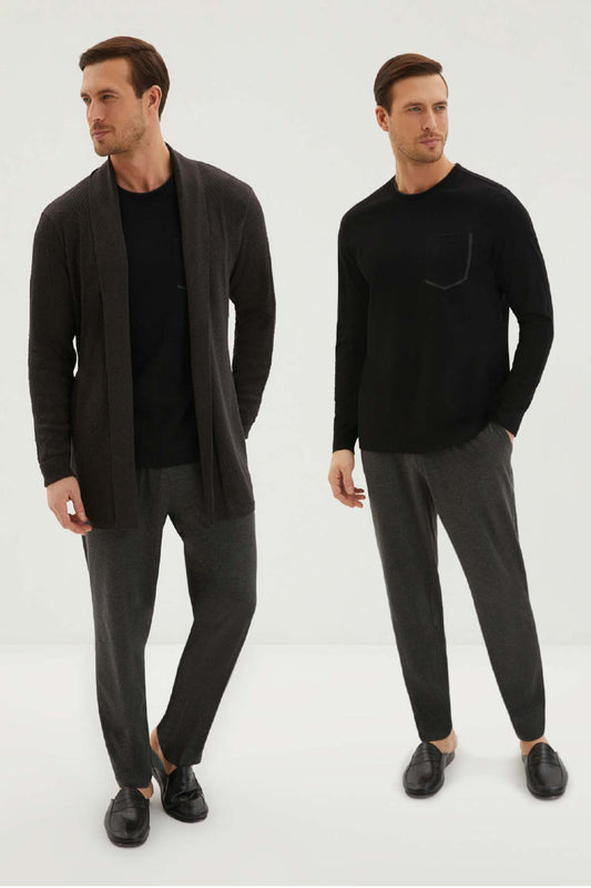 Kiğılı Erkek Roblu Triko Pijama Takımı