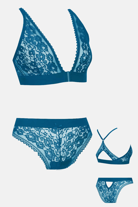 Koza Kadın Transparan Desteksiz Sütyen Külot Takım