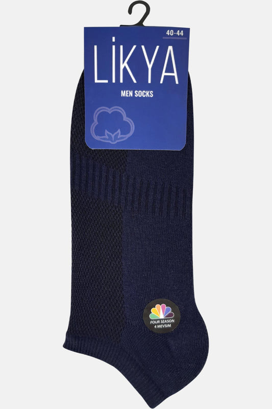Likya Erkek Pamuklu Lastikli Patik Çorap - Düz