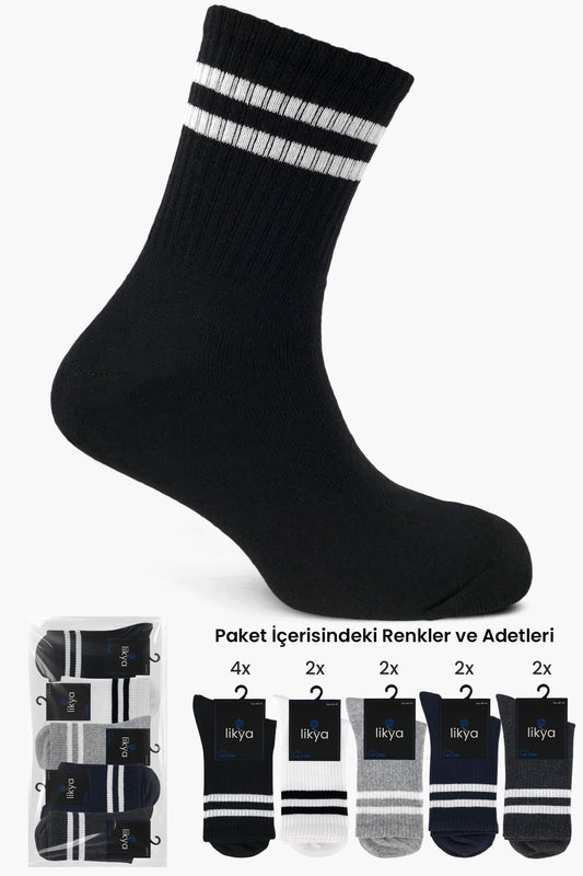 Likya Erkek Pamuklu Soket Tenis Çorabı - Çizgili