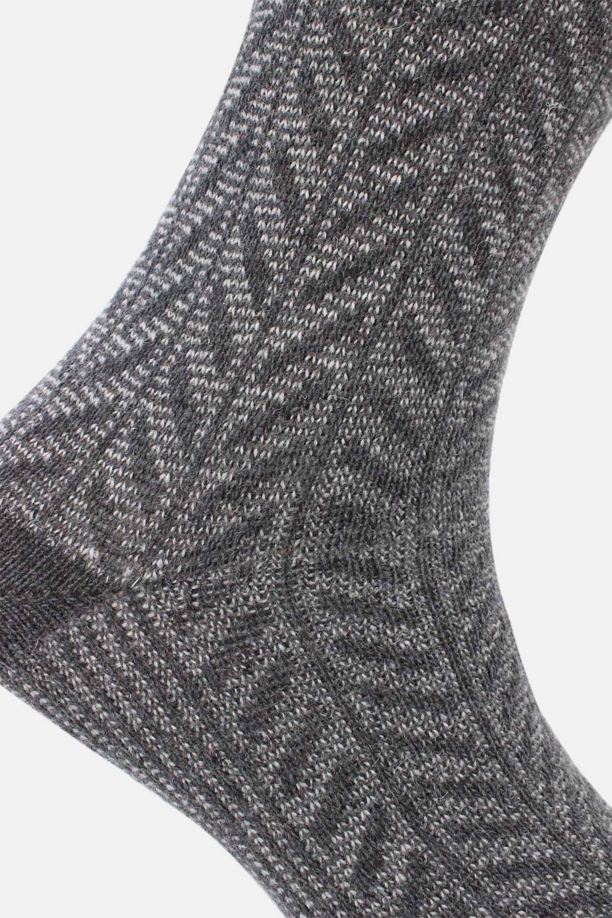 Likya Erkek Soket Çorap Desenli Lambswool Yün