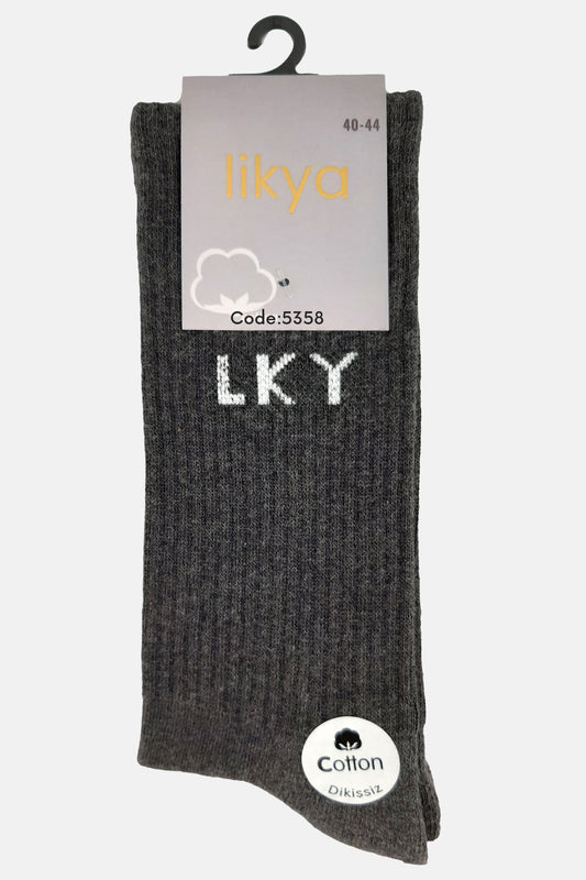 Likya Erkek Soket Tenis Çorabı Tabanaltı Havlu Yazılı