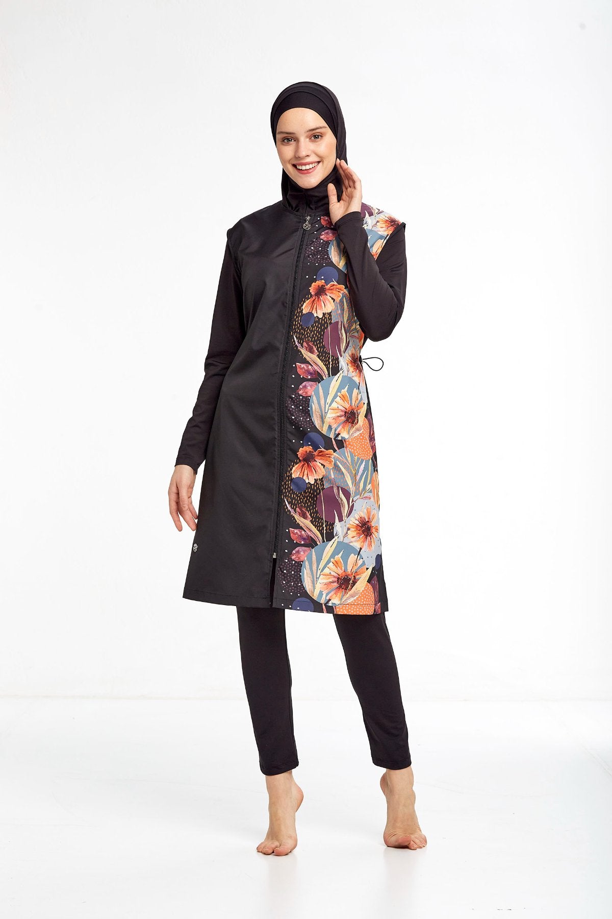Maresiva Kadın 3'lü Tesettür Mayo Çiçek Desenli
