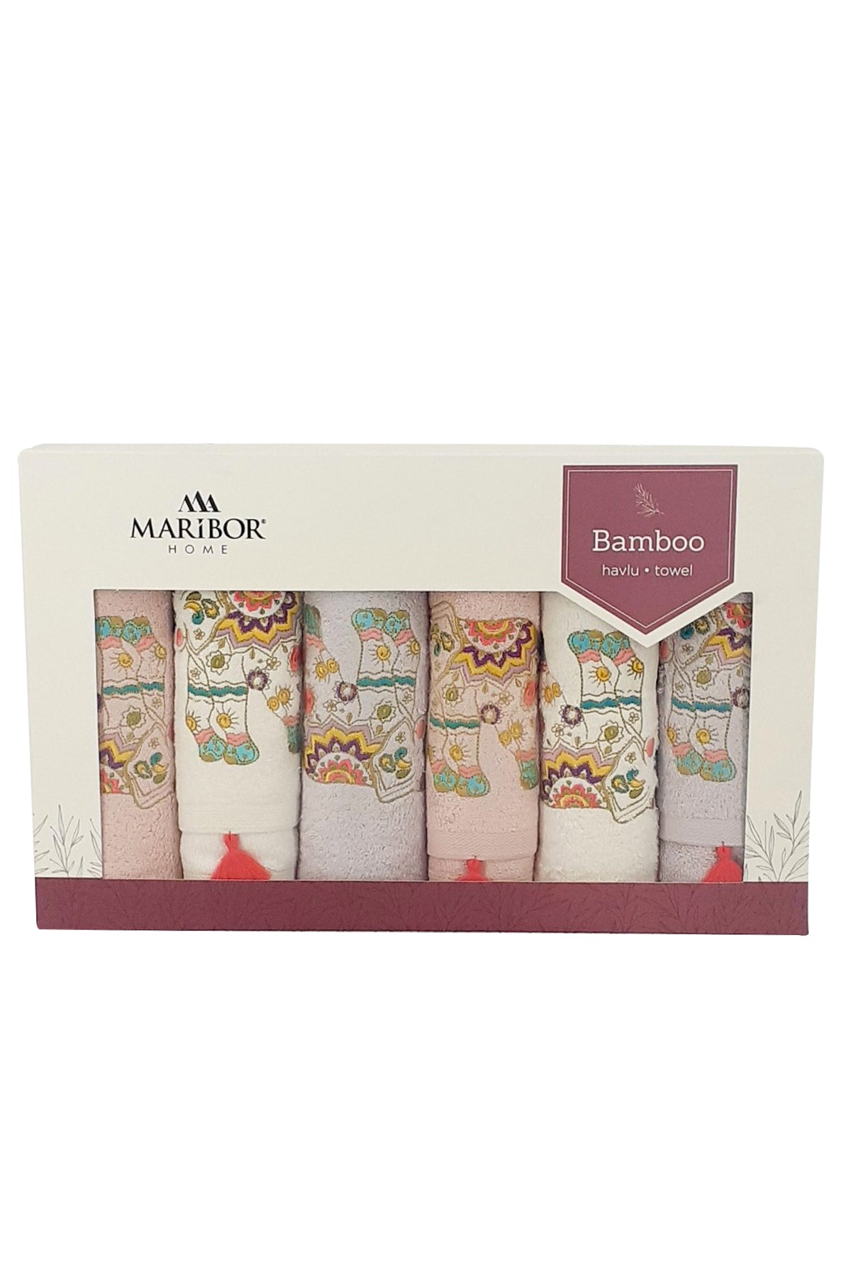 Maribor El Yüz Havlusu 3D Nakışlı Fil Bambu 50x90