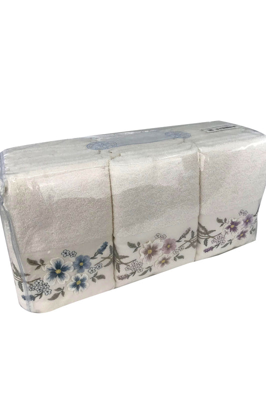 Nurpak El Yüz Havlusu Firuze 3D Nakışlı 50x90