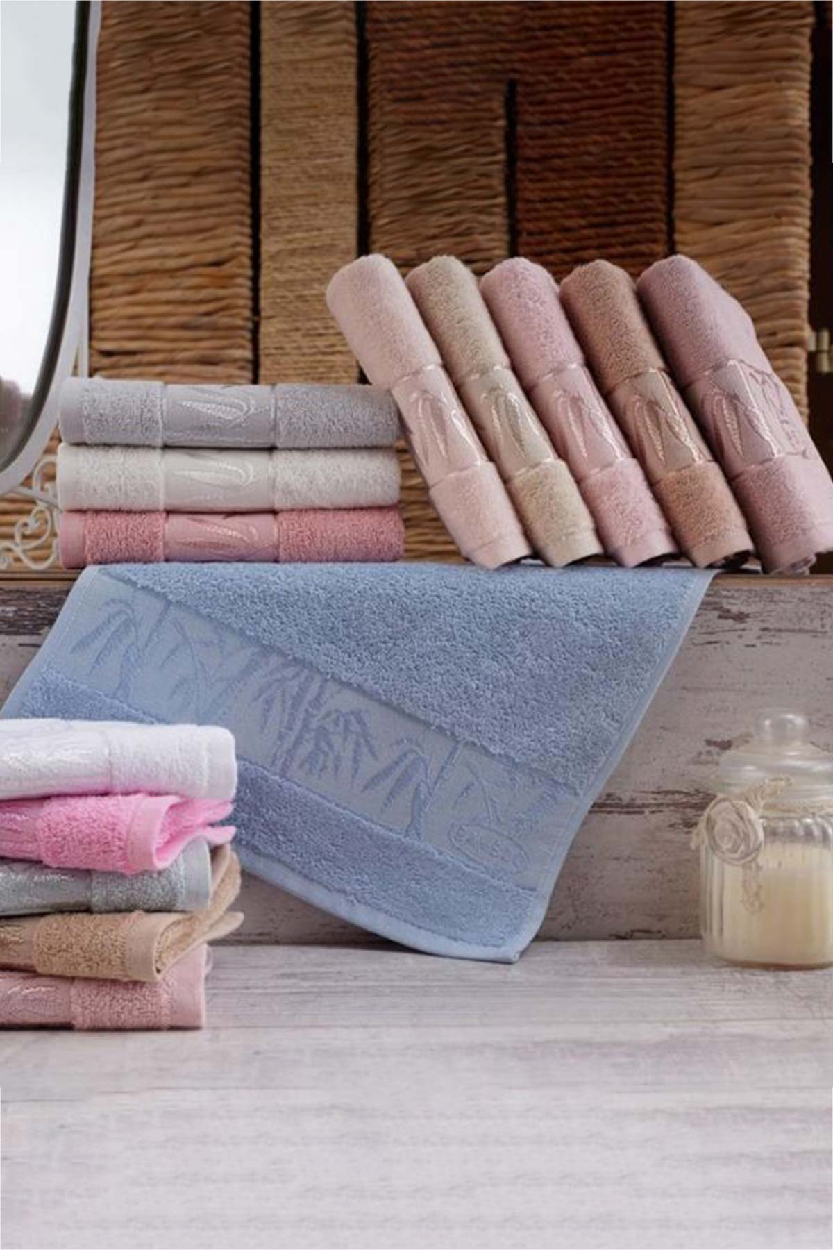 Nurpak Unisex Yetişkin Banyo Havlusu Bambu Jakarlı 90x145