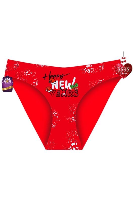 Papatya Kadın Bikini Külot Ön Yılbaşı Baskılı