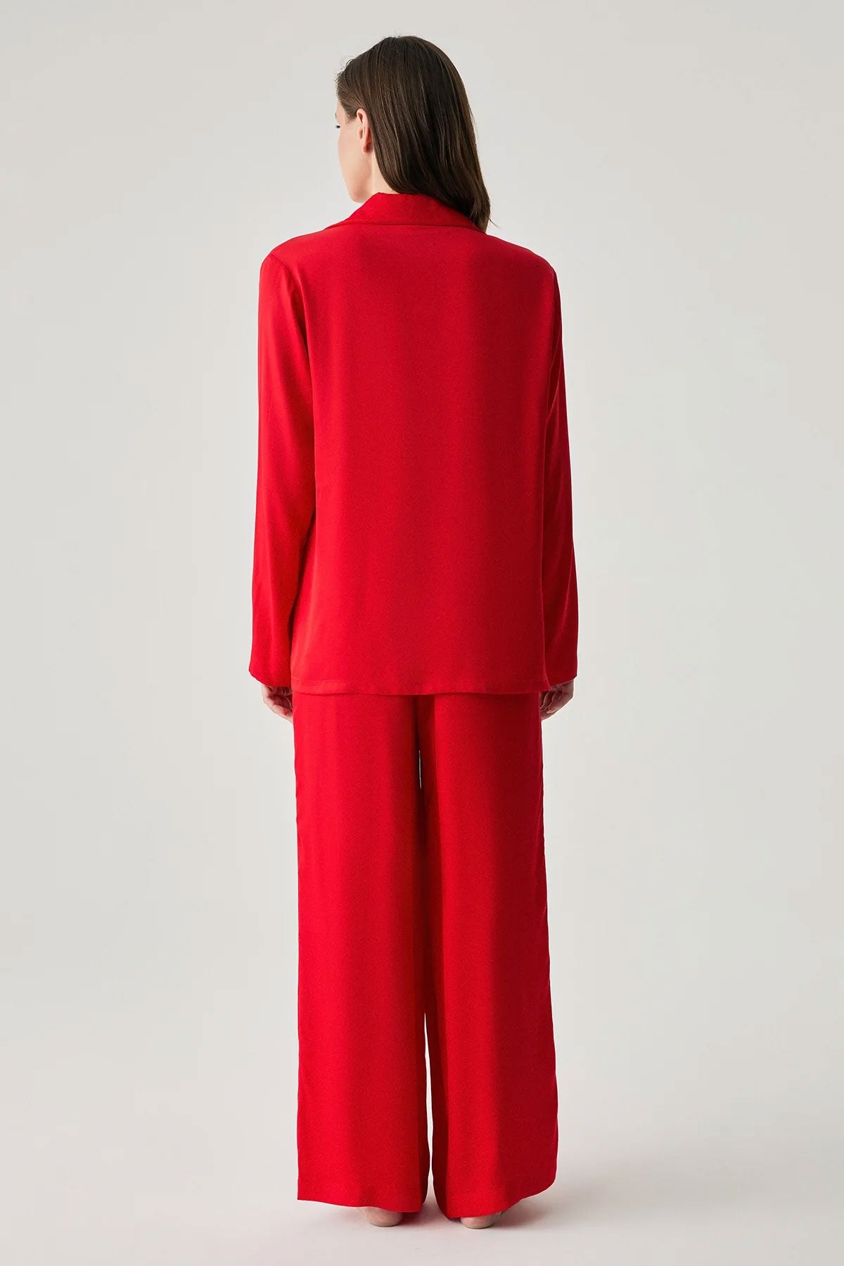 Penyemood Kadın Pijama Takımı Gömlek Yaka Bol Paça Viskon