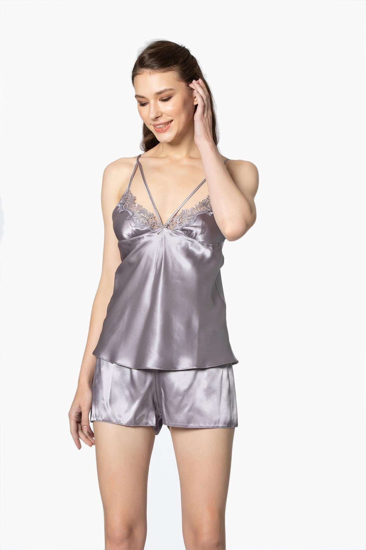 Pierre Cardin Kadın 6'lı Set Güpürlü Saten Uzun