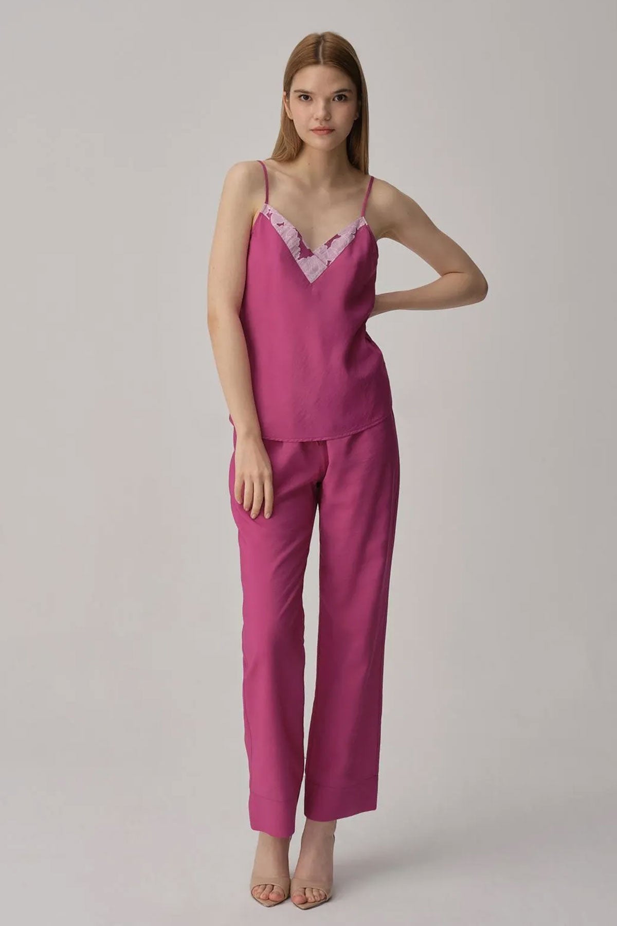 Pierre Cardin Kadın Kimonolu 3'lü Pijama Takımı Transparan İp Askılı