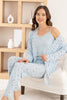 Pijamoni Kadın Pijama Sabahlık Takım İp Askılı Milan Yakası Kolları Paçası Dantelli Desenli