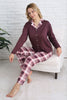 Pijamoni Kadın Pijama Takımı Gömlek Yaka Uzun Kol Milan Ekose Desenli
