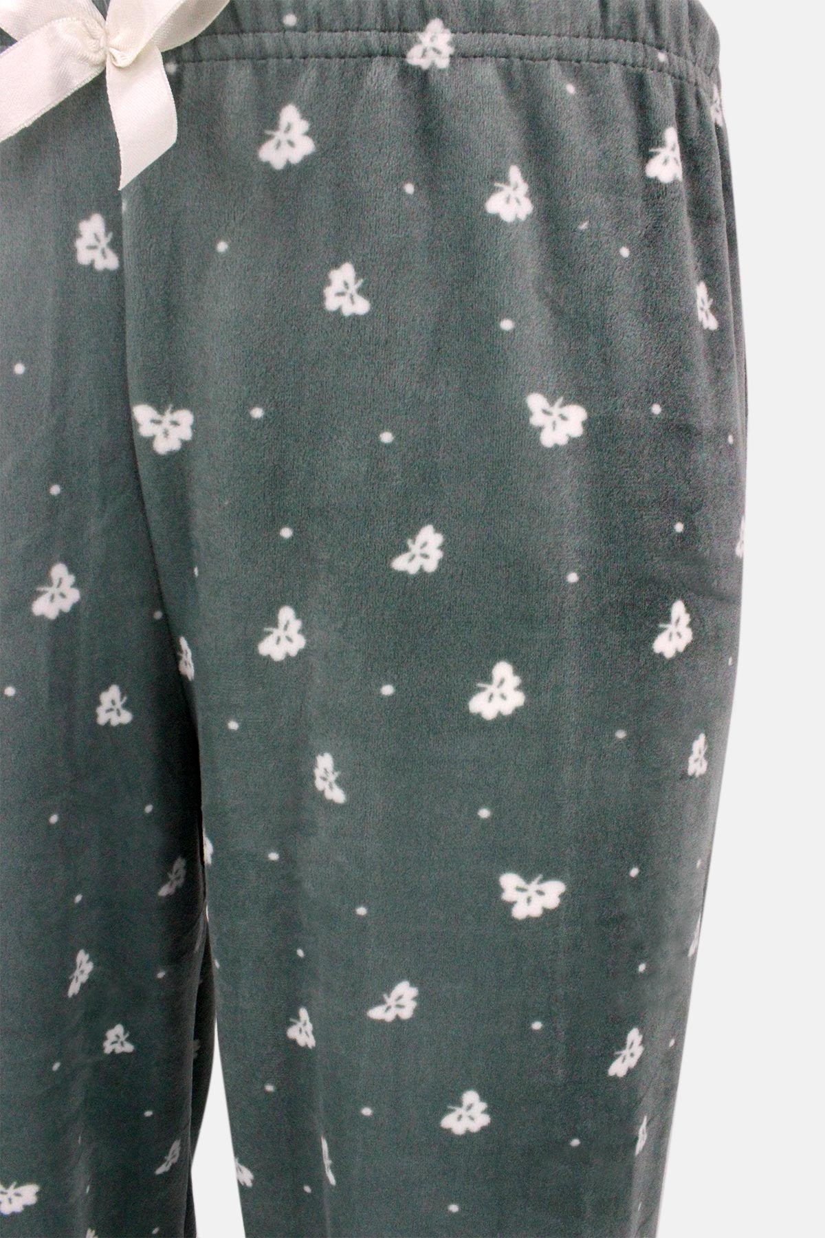 Pijamoni Kadın Tek Alt Pijama Baskılı Kadife