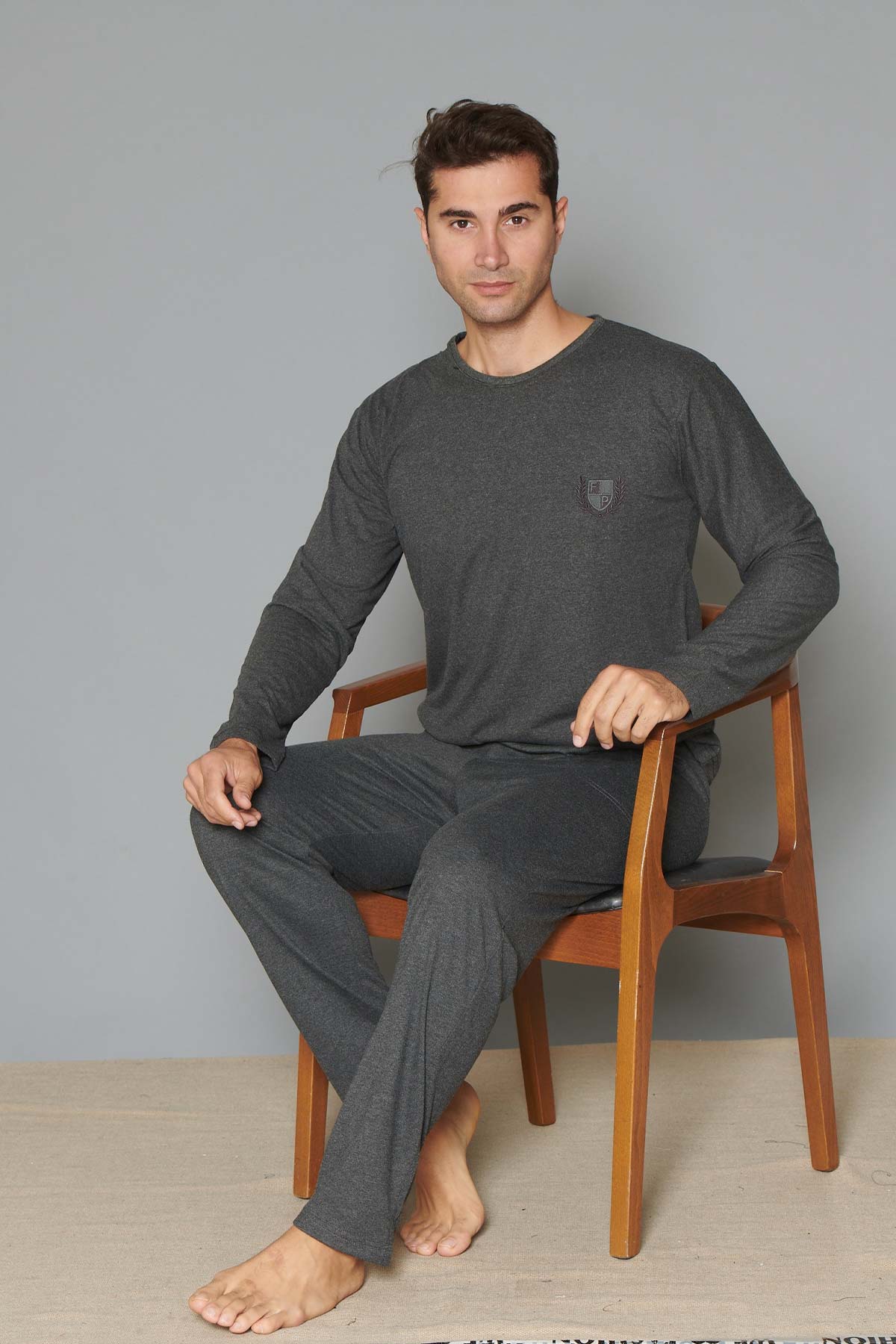 Pınarca Erkek Pijama Takımı Uzun Kollu Pamuklu Büyük Beden