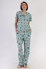 Pınarca Kadın Pijama Takım Büyük Beden Kısa Kollu Pamuklu Gömlek Yaka Çiçek Desenli