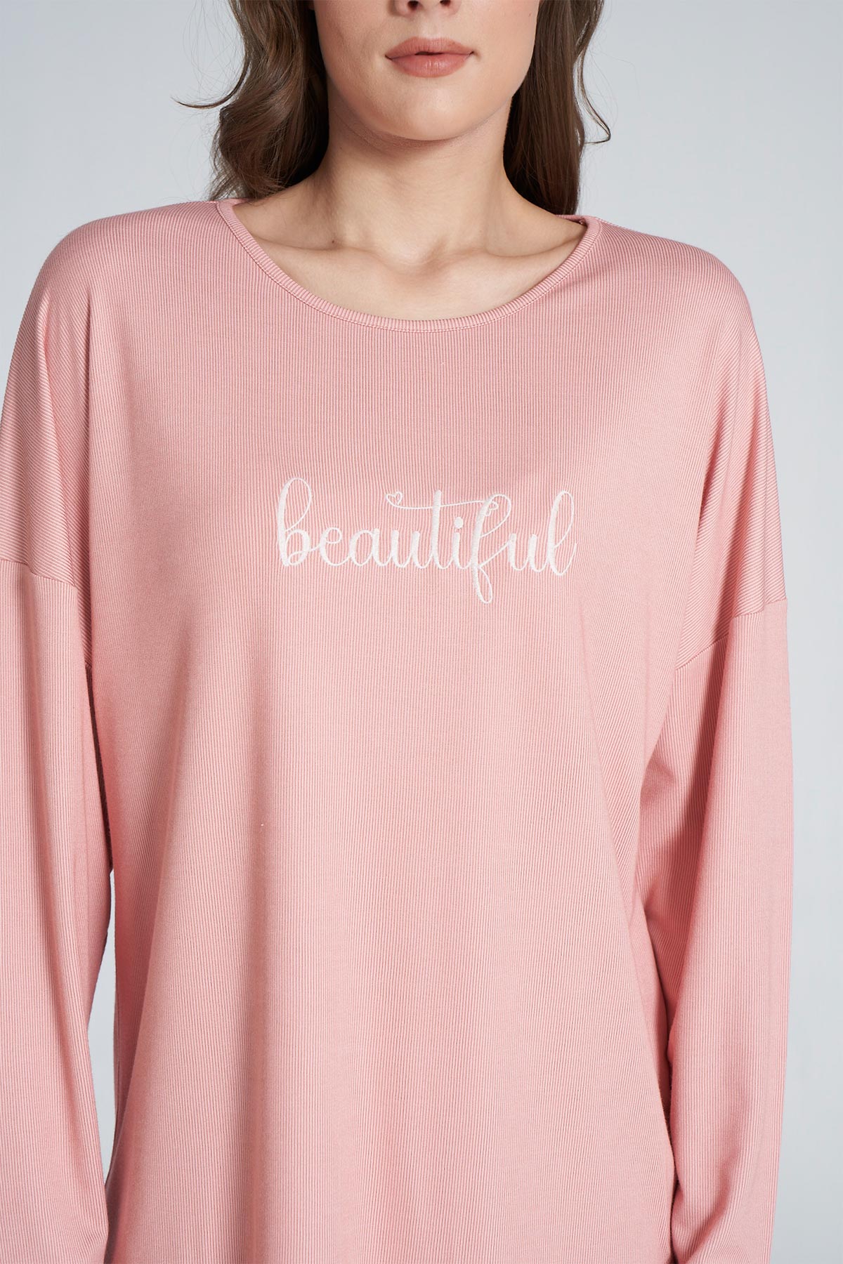 Pınarca Kadın Pijama Takımı Bisiklet Yaka Altı Çiçek Desenli